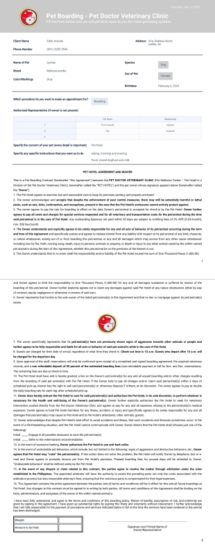 Pet Boarding - Pet Doctor - PDF Templates