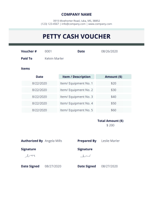 Petty Cash Voucher - PDF Templates