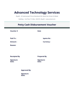 Petty cash PDF Template