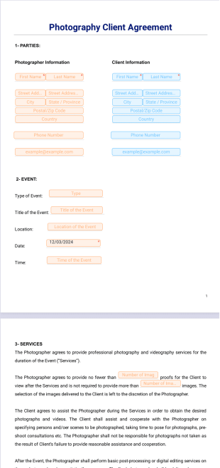 Photography Client Agreement Template - PDF Templates