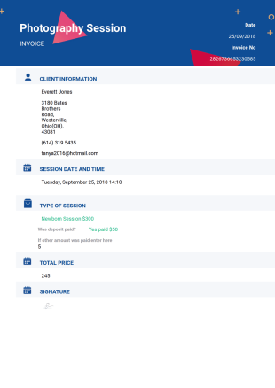 Photograpy Invoice PDF Template