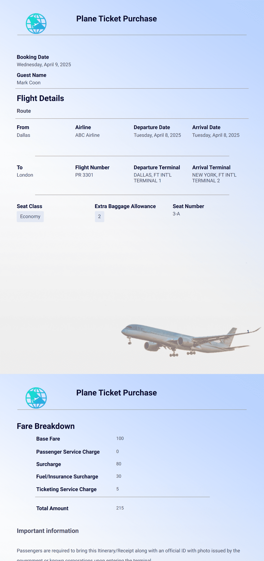 Plane Ticket Template - PDF Templates | Jotform plane-ticket-template-pdf-templates-jotform
