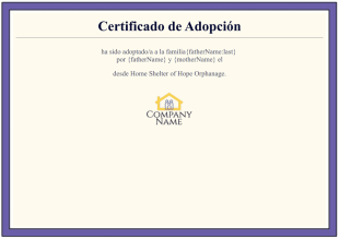 Plantilla de certificado de adopción - PDF Templates