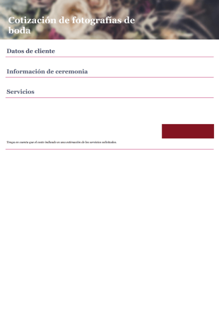 Plantilla de cotización de fotografías de boda - PDF Templates