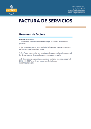 Plantilla de Factura de Servicios - PDF Templates