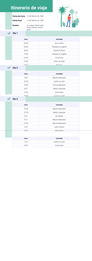 Plantilla de itinerario de viaje - PDF Templates