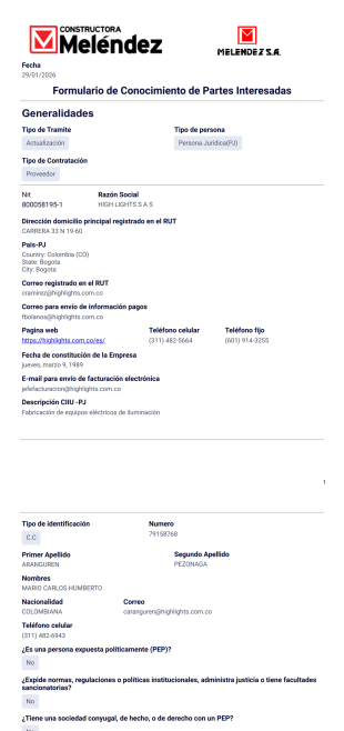 Plantilla de PDF Contratistas,Proveedores - Plantillas PDF