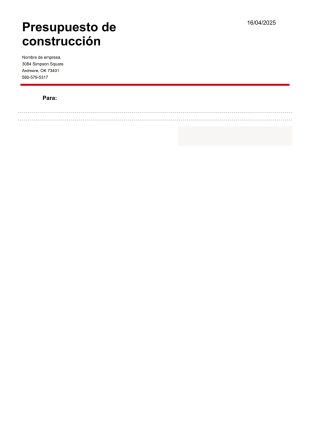 Plantilla de presupuesto de construcción - PDF Templates