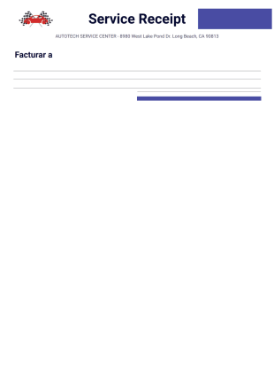 Plantilla de recibo de servicios de automóvil - PDF Templates