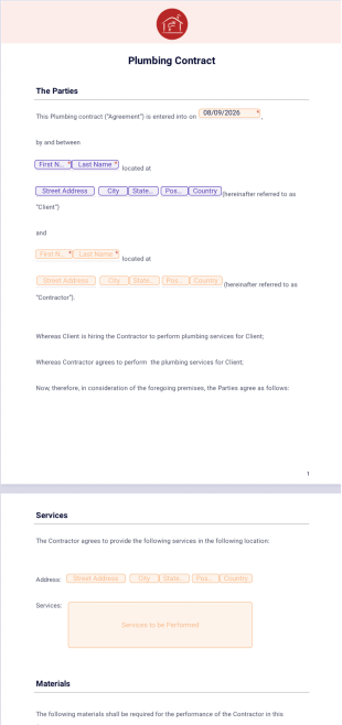 Plumbing Contract Template - PDF Templates
