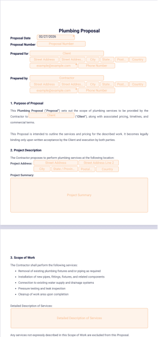 Plumbing Proposal Template - PDF Templates