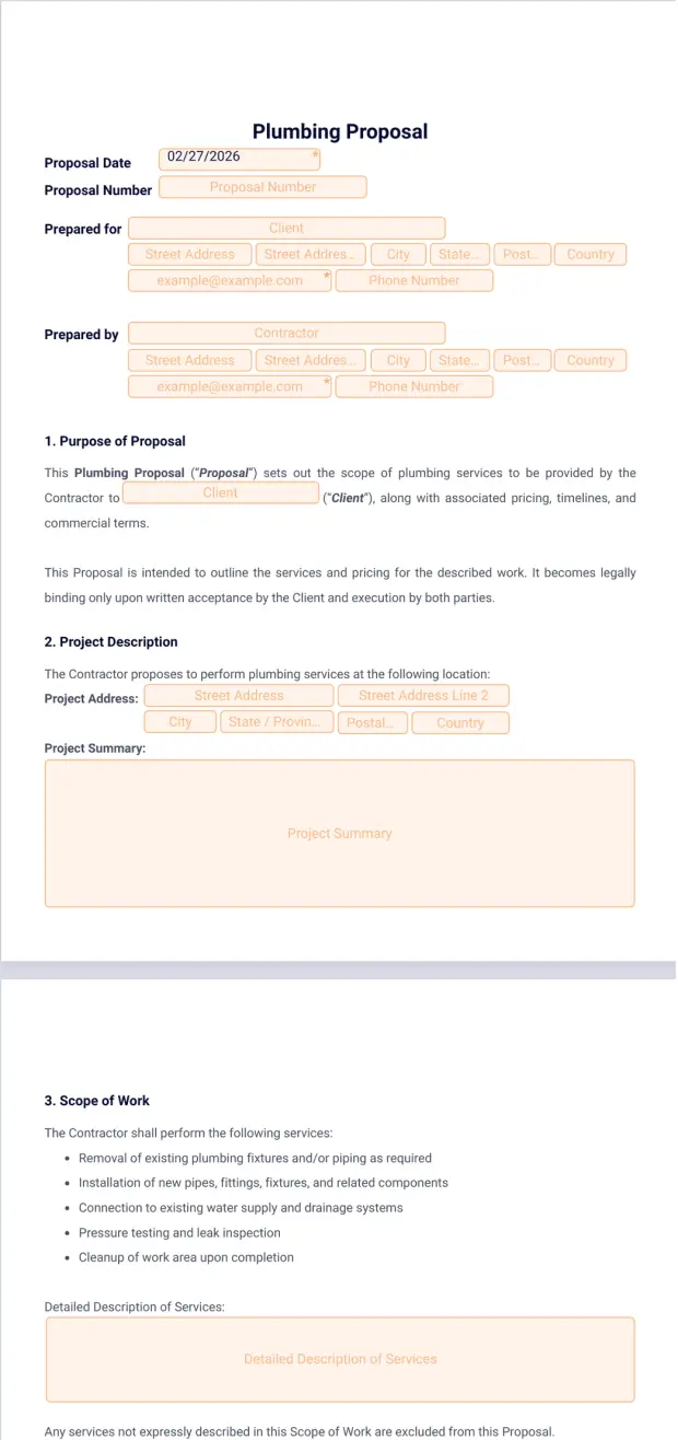 Plumbing Proposal Template