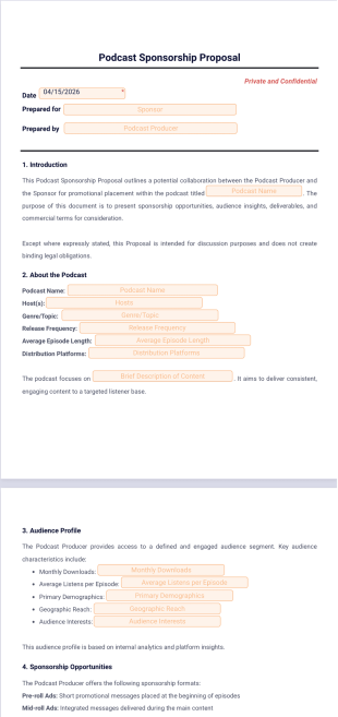 Podcast Sponsorship Proposal Template - Sign Templates