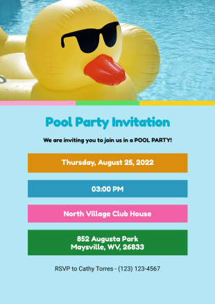 Pool Party Invitation Template - PDF Templates