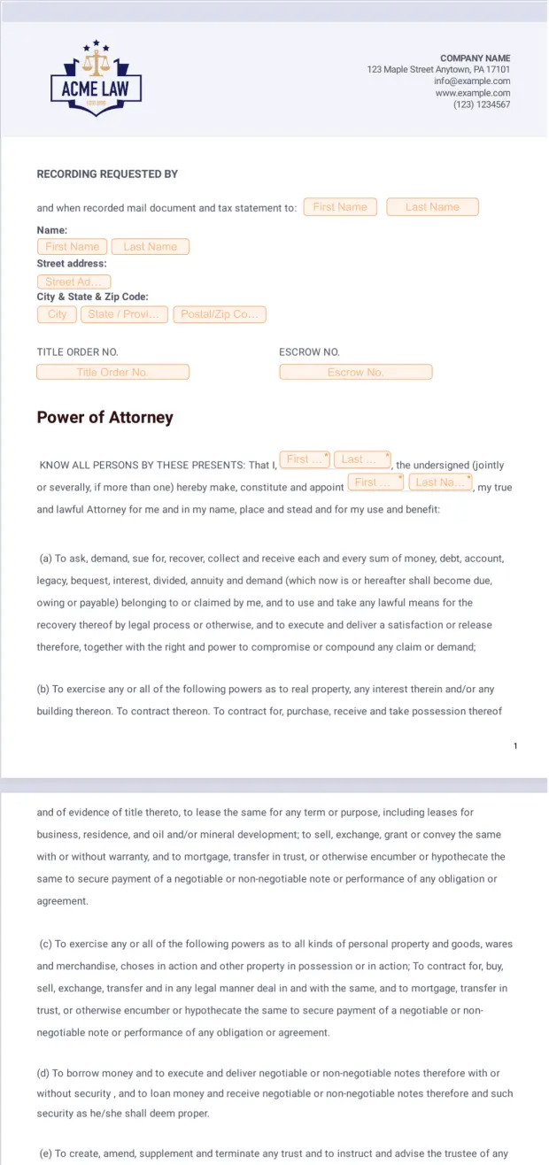 Power of Attorney Form