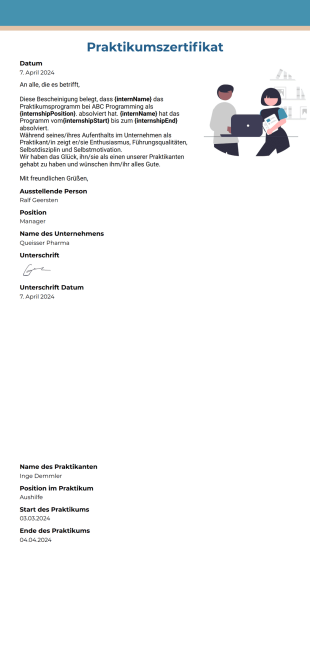 Praktikumszertifikat - PDF Templates