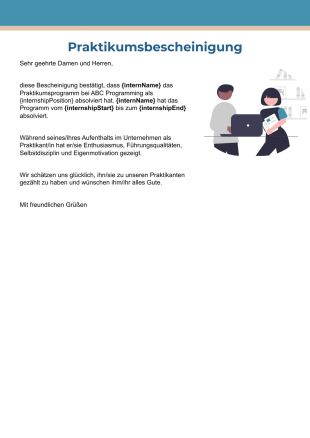 Praktikumsbescheinigung PDF-Vorlage