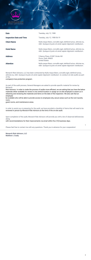 Pre-Inspection Letter (Liability) - PDF Templates