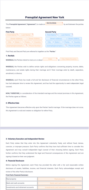 Prenuptial Agreement Template New York - PDF Templates