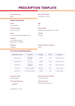 Prescription Template - PDF Templates