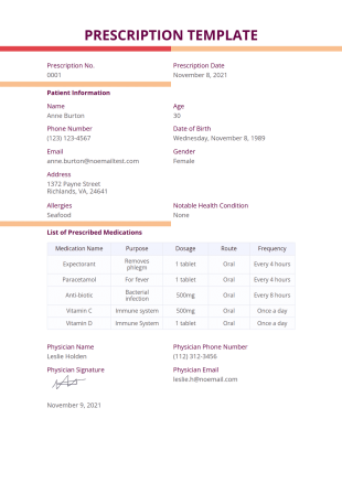Prescription Template - PDF Templates