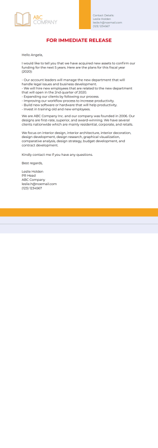 Press Release Email Template - PDF Templates
