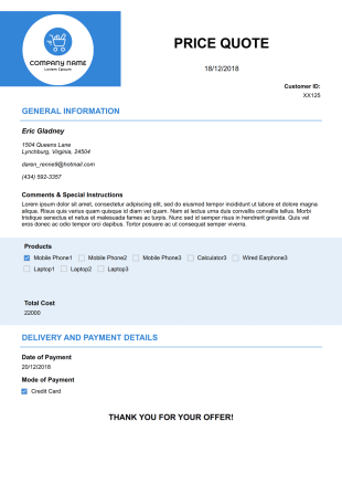 Price Quote Template - PDF Templates