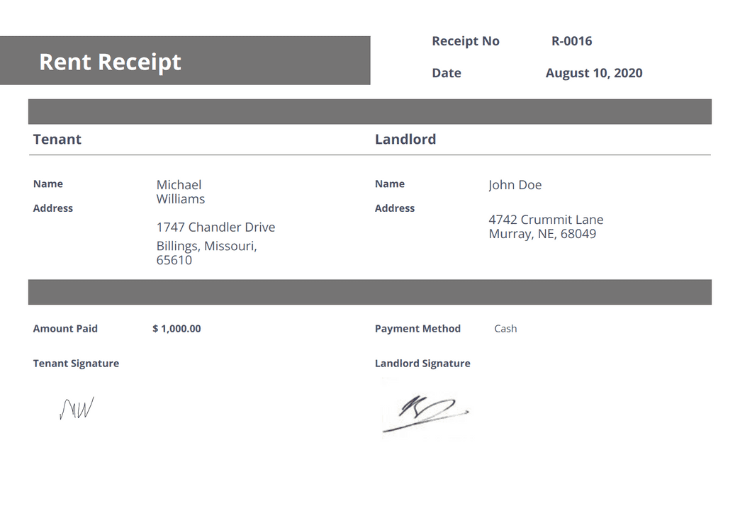 Fillable Rent Receipt Template PDF Templates Jotform