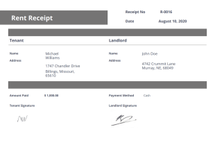 Fillable Rent Receipt Template - PDF Templates