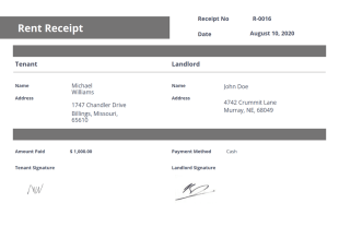 Fillable Rent Receipt Template - PDF Templates