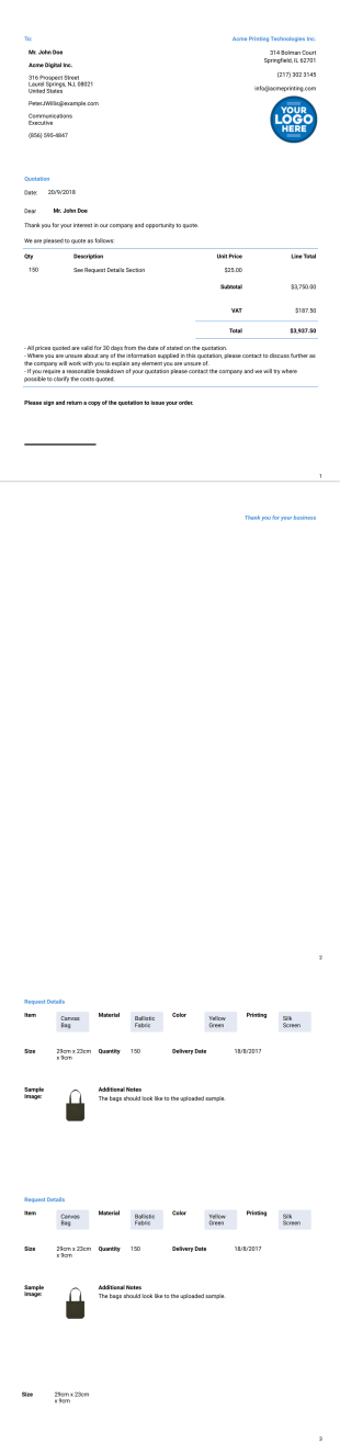 Printing Quotation Template - PDF Templates