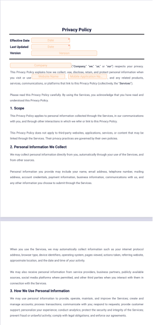 Privacy Policy Template - PDF Templates