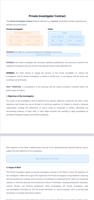 Private Investigator Contract PDF Template