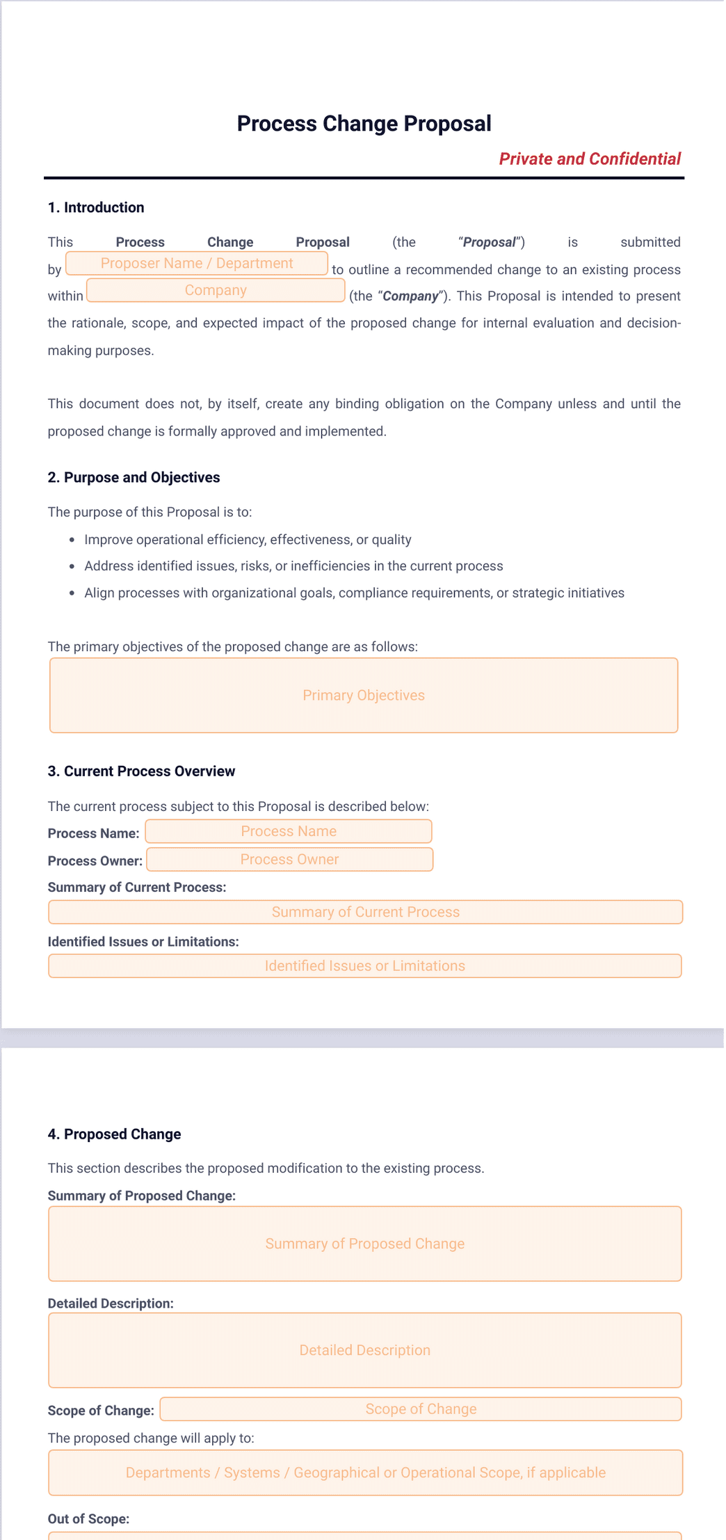 Process Change Proposal Template - PDF Templates | Jotform