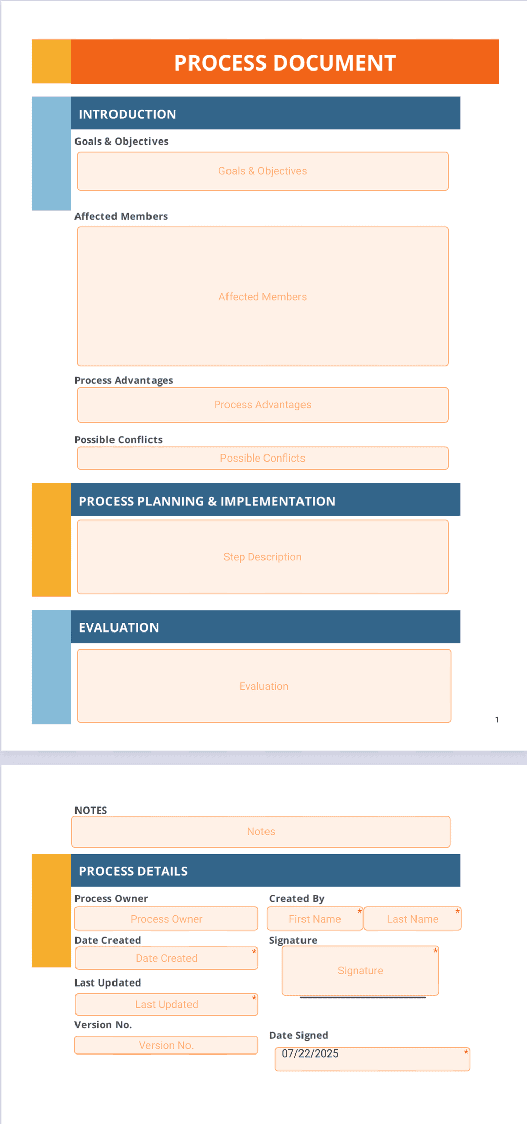 Process Documentation Template Excel