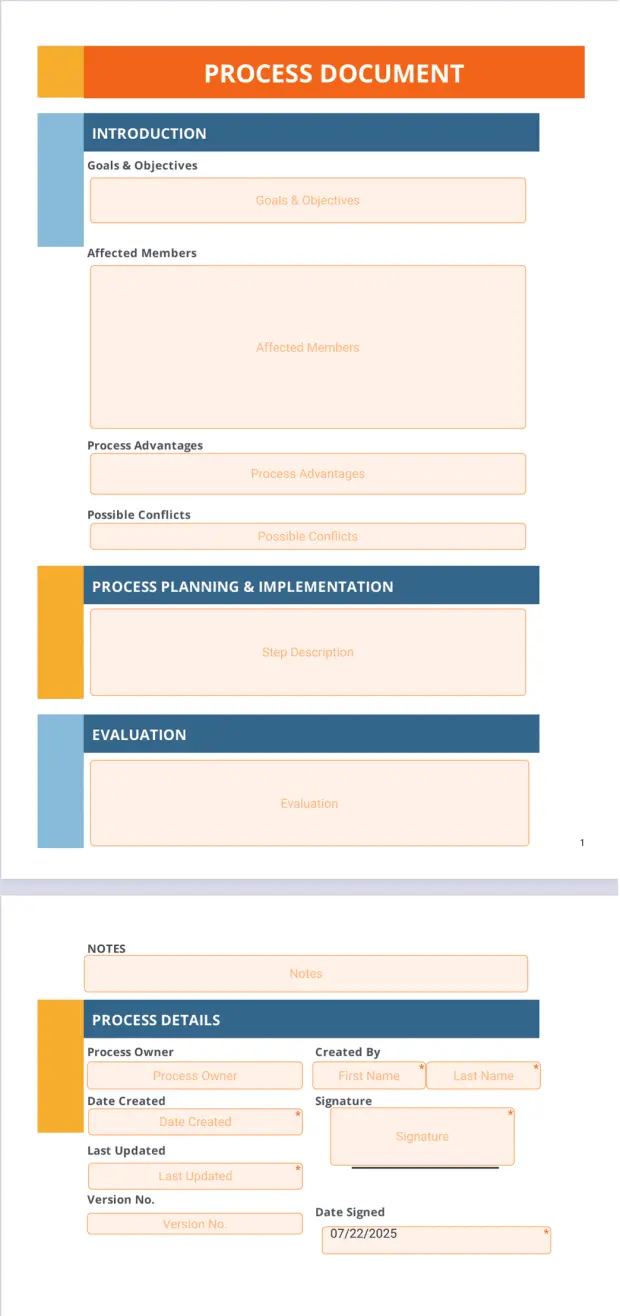 Process Document Template - PDF Templates | Jotform