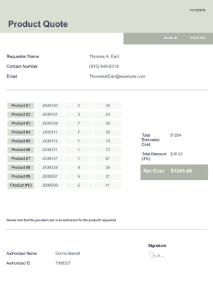 Product Quote Template - PDF Templates