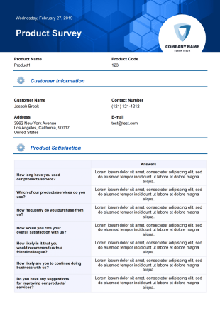 Product Survey Template - PDF Templates
