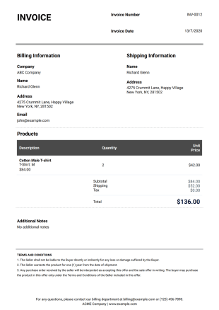 Professional Invoice Template - PDF Templates