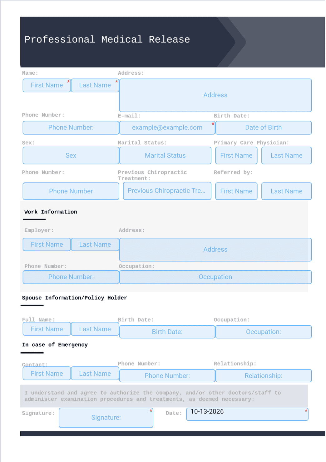 Professional Medical Release Template - PDF Templates | Jotform