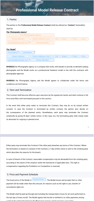 Professional Model Release Contract Template - PDF Templates