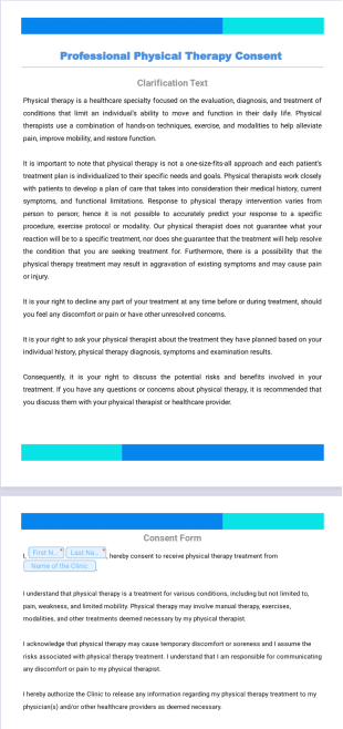 Professional Physical Therapy Consent Template - Sign Templates