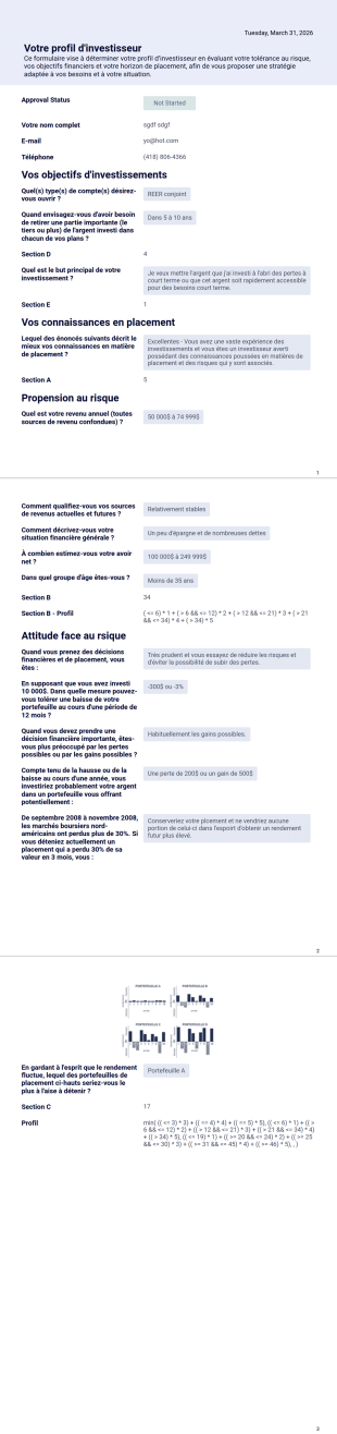 Profil investisseur Modèle PDF
