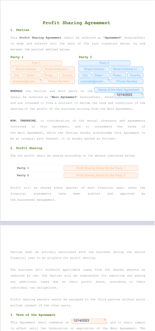 Profit Sharing Agreement Template - PDF Templates