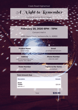 Prom Ticket Template - PDF Templates