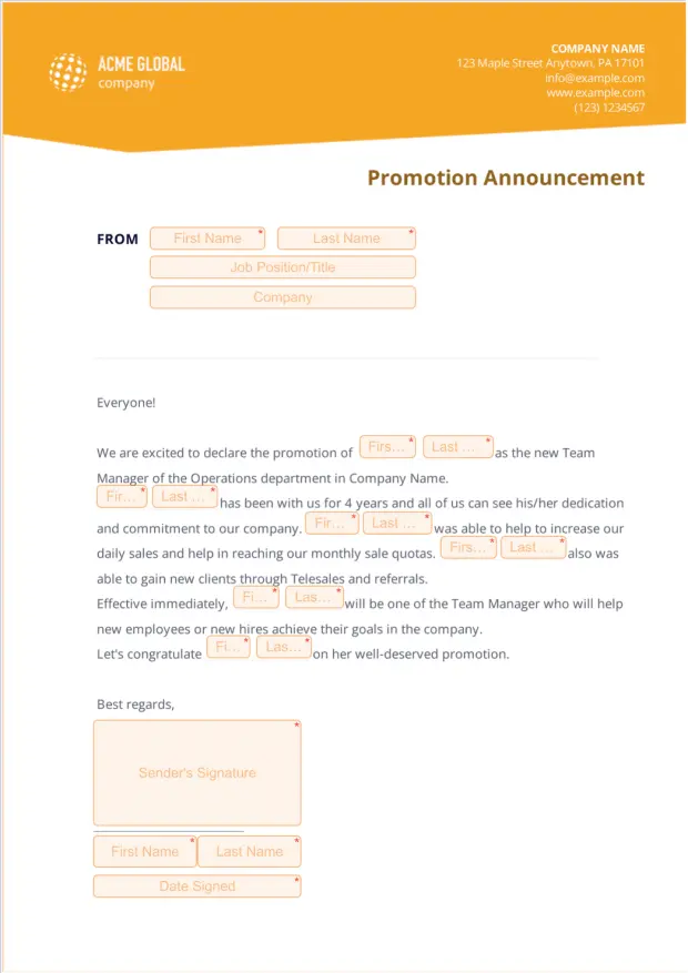 Promotion Announcement Letter