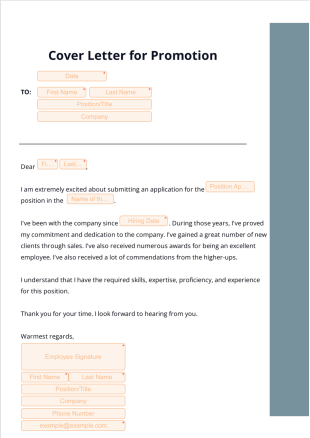 Promotion Cover Letter Template - Sign Templates