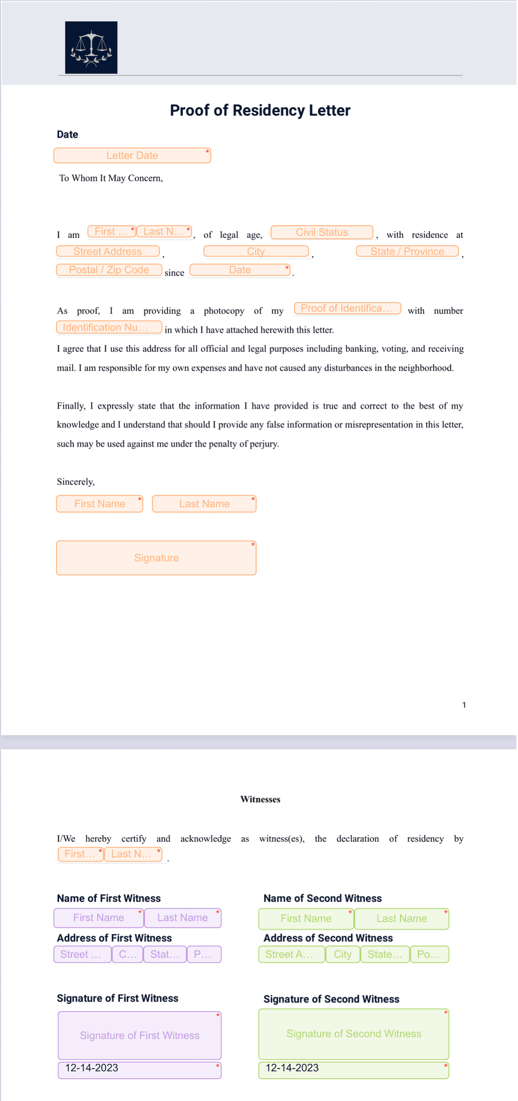 proof of residency letter proof of residency letter - pdf templates | jotform