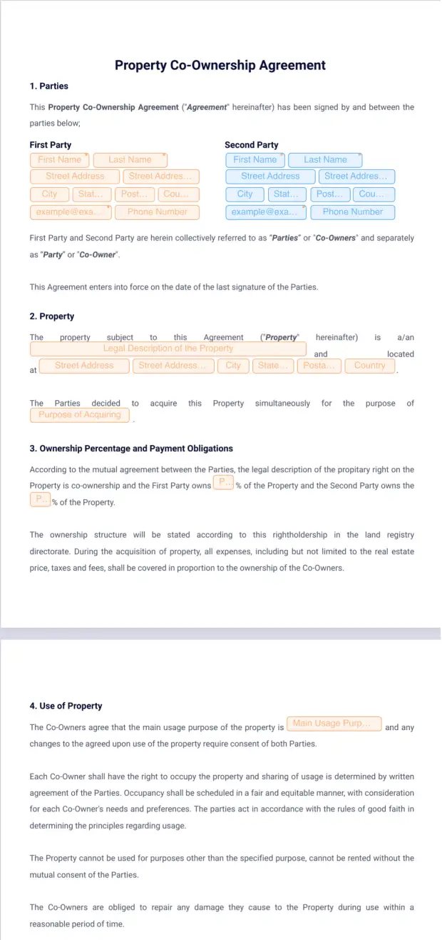 Property CoOwnership Agreement Template PDF Templates Jotform
