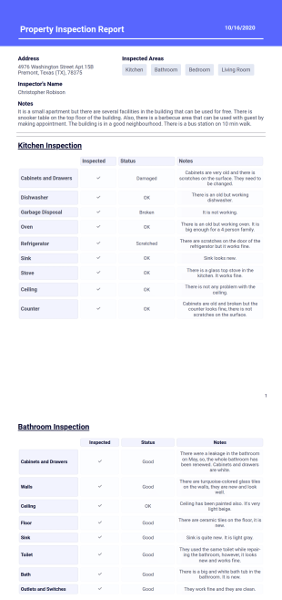 Property Inspection Report PDF Template